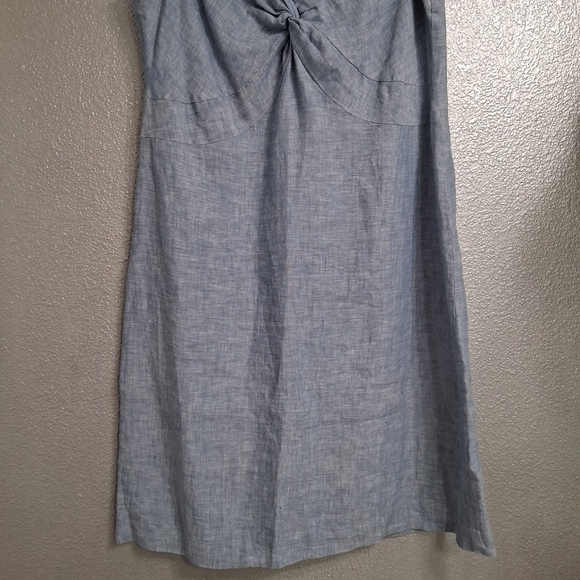 NWOT Saint Tropez West 100% Linen Chambray Twisted Front Dress    Size 10 - Picture 10 of 13